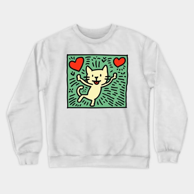 Funny Keith Haring, cat lover Crewneck Sweatshirt by Art ucef